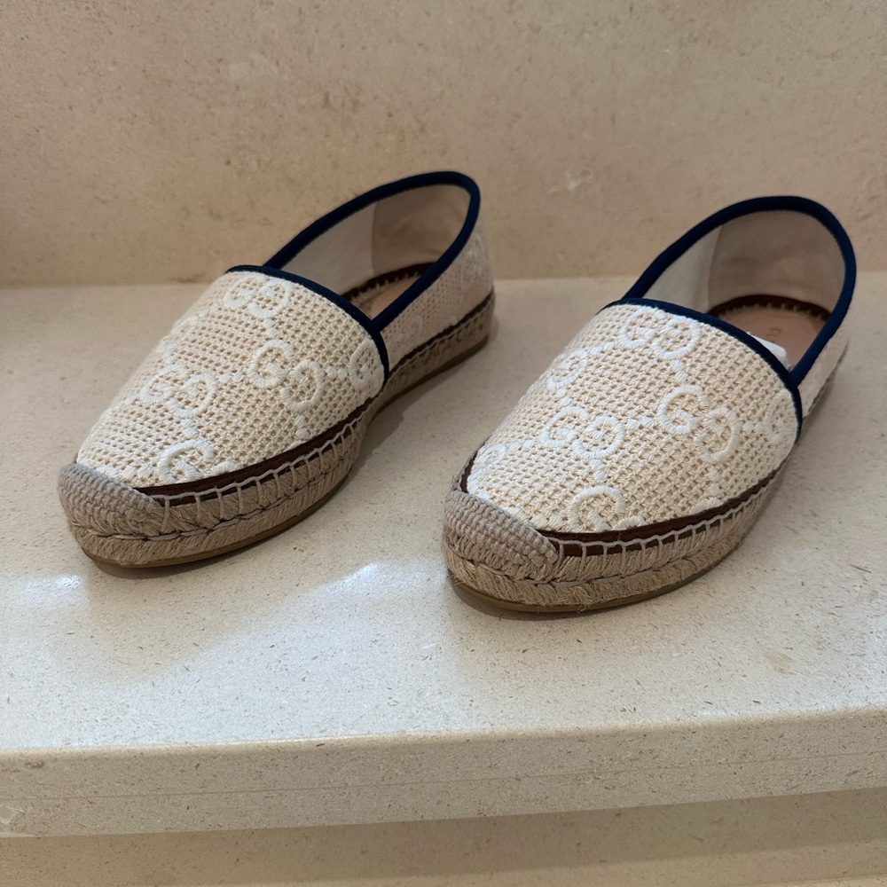 Gucci Beige and Navy Espadrilles